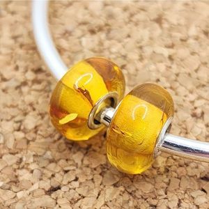 2 X STERLING SILVER CORE AMBER CHARM BEADS FOR PANDORA BRACELETS